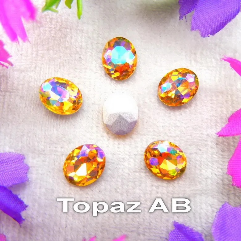 С плоским основанием АВ цвета 4*6*6*8*8*10, 10*14 13*18 18*25 20*30 мм овальные стеклышки клей для кристалов горный хрусталь бисерный орнамент аксессуары отделка «сделай сам» - Цвет: A10 Topaz AB