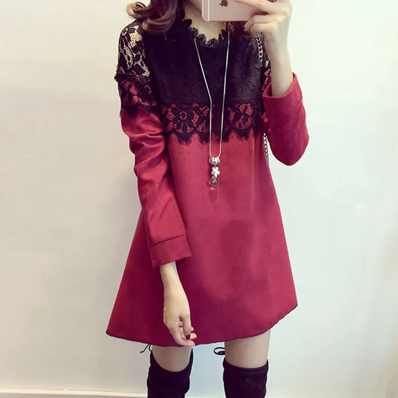 2017 Новые Платья Женщины Весна Осень Длинным Рукавом O-образным Вырезом Выше