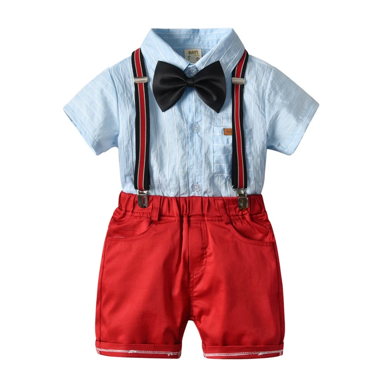 2019 Summer New Baby Set Short Sleeve T- Shirt With Shorts 2 Piece School Clothes Gentleman Outfit Sets |