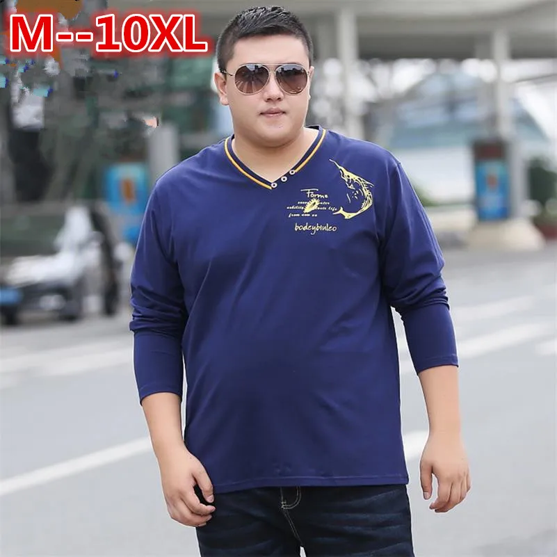 Футболка мужская с длинным рукавом и V-образным вырезом 10XL/8XL/6XL | Мужская одежда