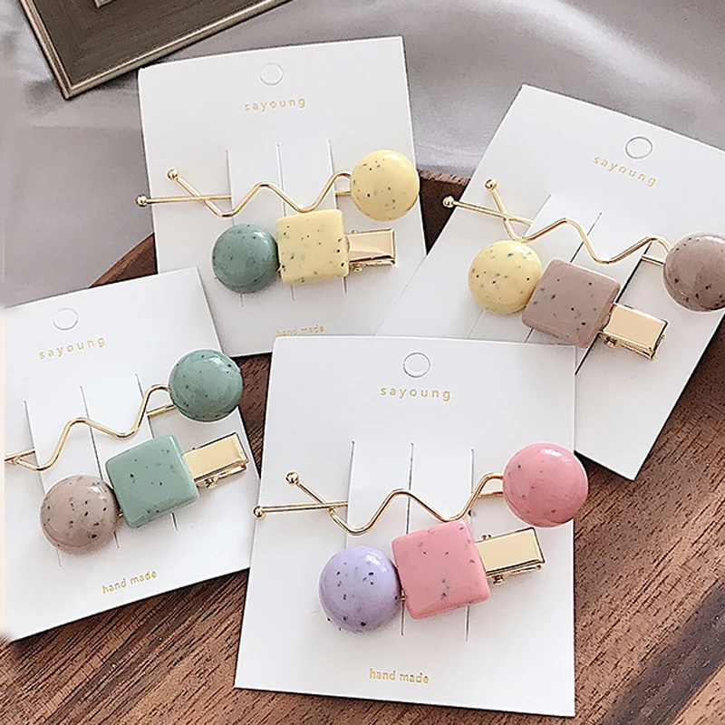 2 шт./компл. акриловые бусины металлические заколки для волос лента заколка обруч