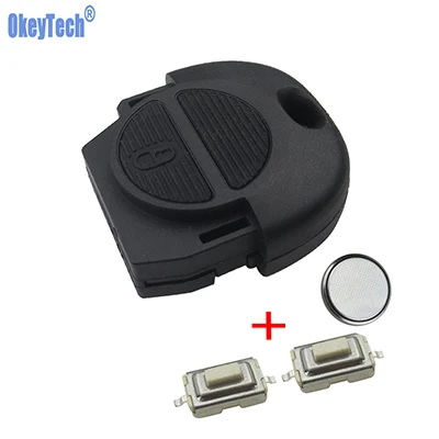 Case Switch Battery OkeyTech Замена дистанционного ключа чехол FOB 2 кнопки с 2 шт переключатели и батарея для Nissan Micra Almera Primera X-Trail - Цвет: Case Switch Battery