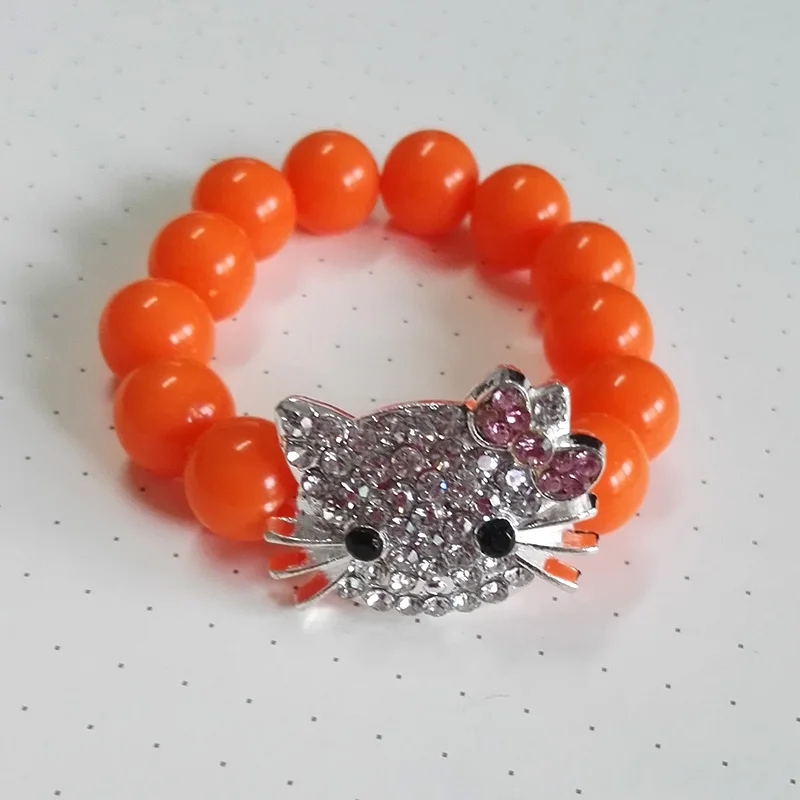 Red Акриловые бусины hello kitty браслет для детей Pulseiras Mujer ручной работы растягивающиеся браслеты для детей - Окраска металла: Red