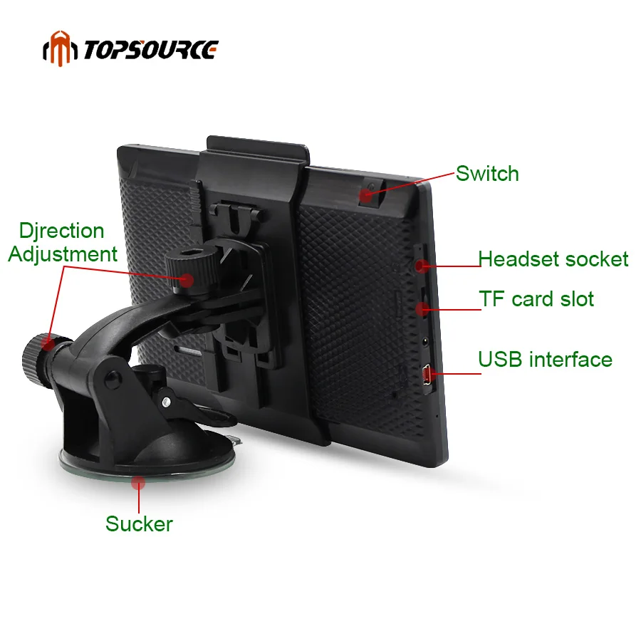TOPSOURCE 7 ''автомобильный gps навигации HD навигатор WinCE 6 0 8 ГБ FM 800 мГц бесплатно