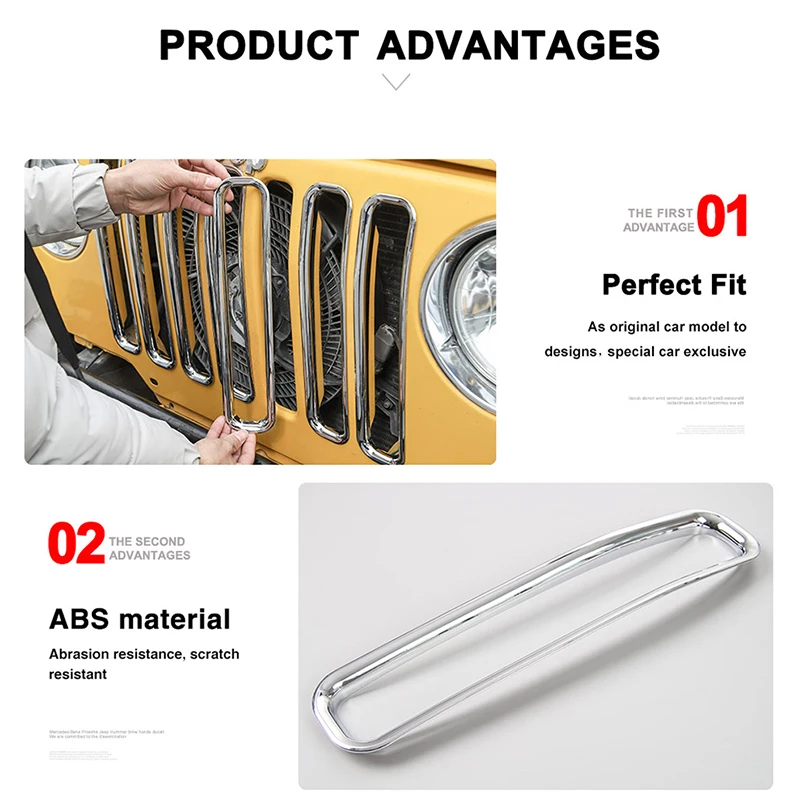 SHINEKA гоночные грили наборы для Jeep Wrangler TJ 1997-2006 ABS красочная вставка сетка гриль оболочка Хром Передняя TJ решетка крышка