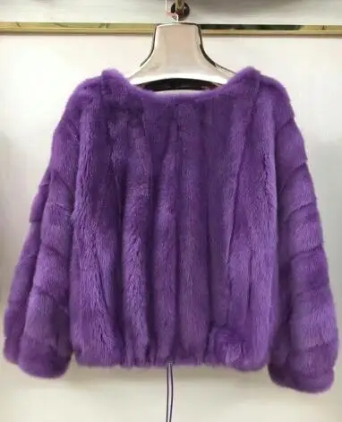 dark purple Женский пуловер из натурального меха норки, осенняя и зимняя короткая популярная шуба из натурального меха норки, женская верхняя одежда - Цвет: dark purple