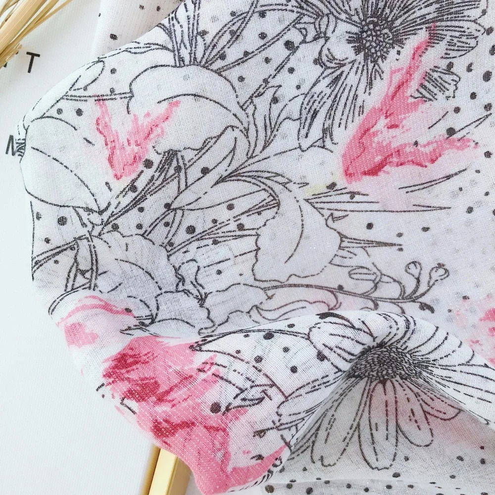 

New Cotton and Linen Scarf Spring and Summer Morning Glory Gold Silk Craft Printing Decorative Beach Towel Headscarf