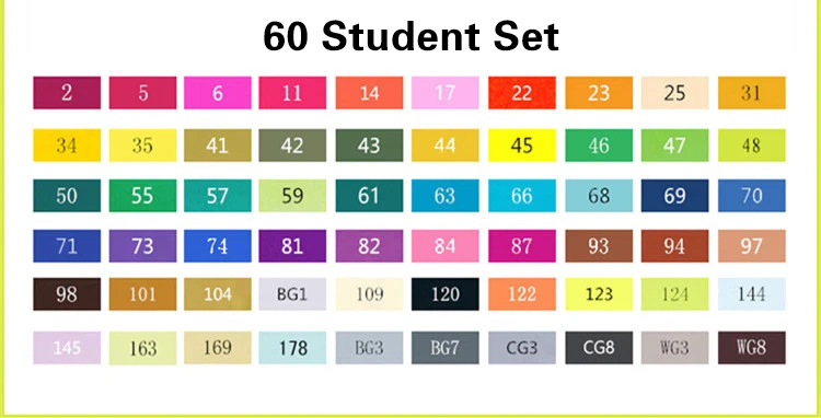 60 Student Set TOUCHNEW 36/48/60/72 Цвет эскиз Маркеры Ручка Двойные головки на спиртовой основе маркер для манги со значком для рисования для учащихся дизайн искусство Сделано в Китае - Цвет: 60 Student Set