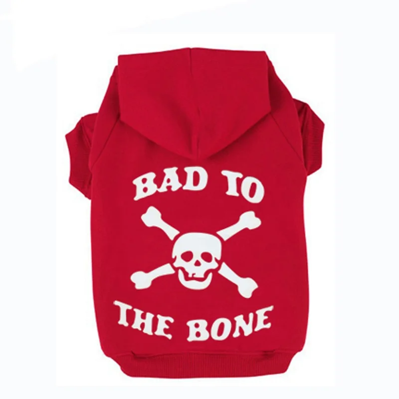 Толстовка из флиса с принтом BAD TO THE BONE и Skull Cat толстовки капюшоном для собак сезон