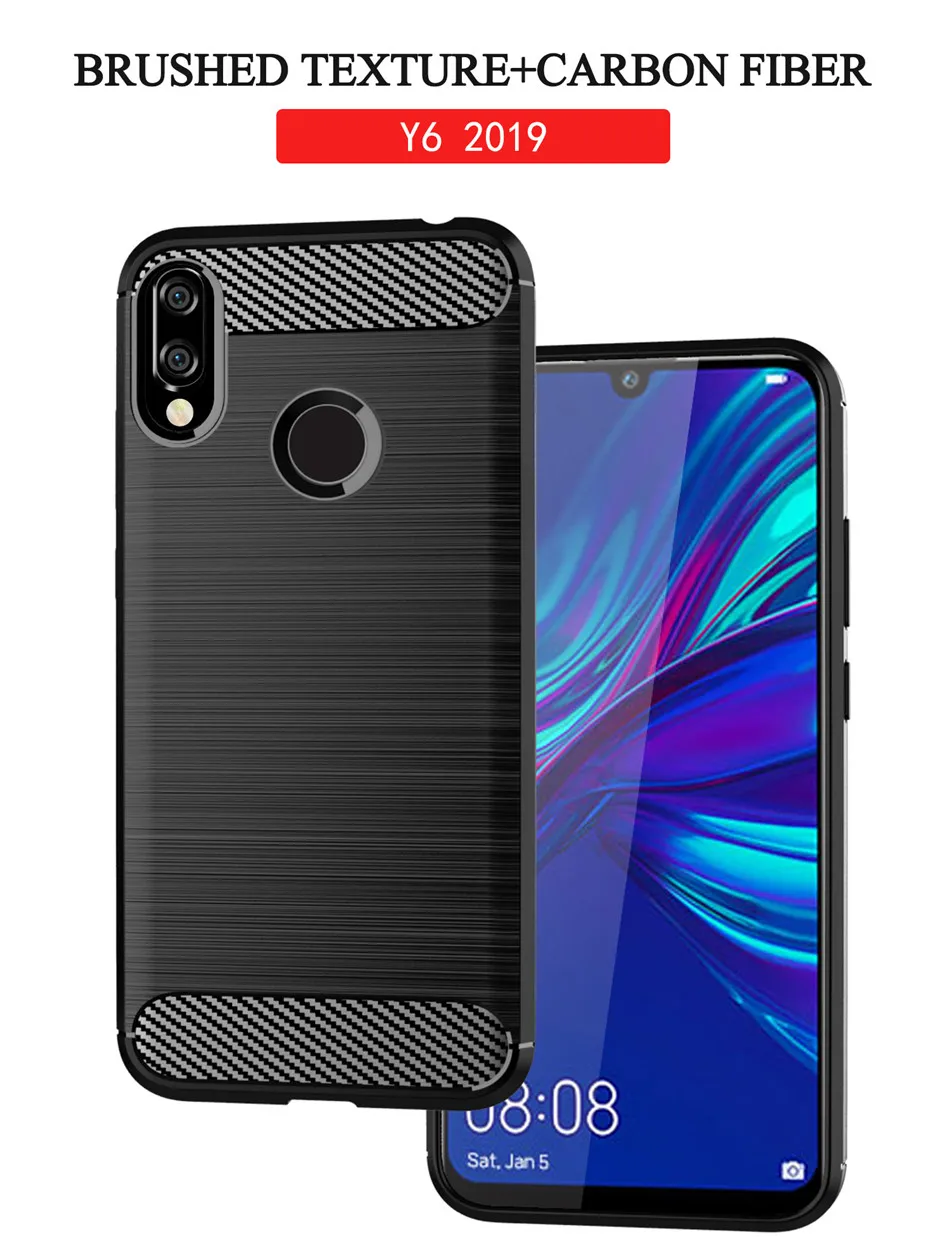 Для huawei Y6 чехол, мягкий силиконовый матовый чехол из углеродного волокна для huawei Y6 Pro Prime, прочный защитный чехол для телефона s