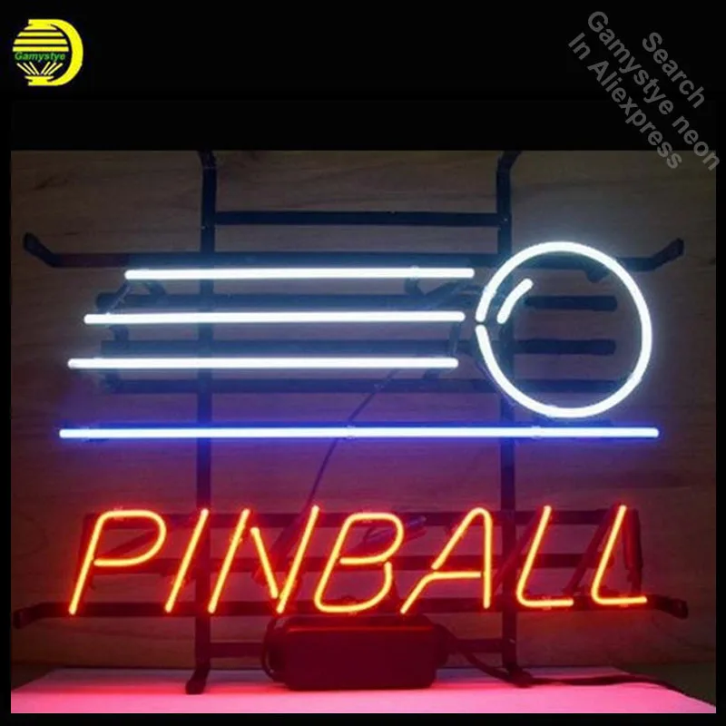 Pinball Game Arcade Neon Sign Neon Bulbs Real Glass Tube Lamp Handcrafted Decorate Game Room Ball Signs Advertise Neon VD 19x15