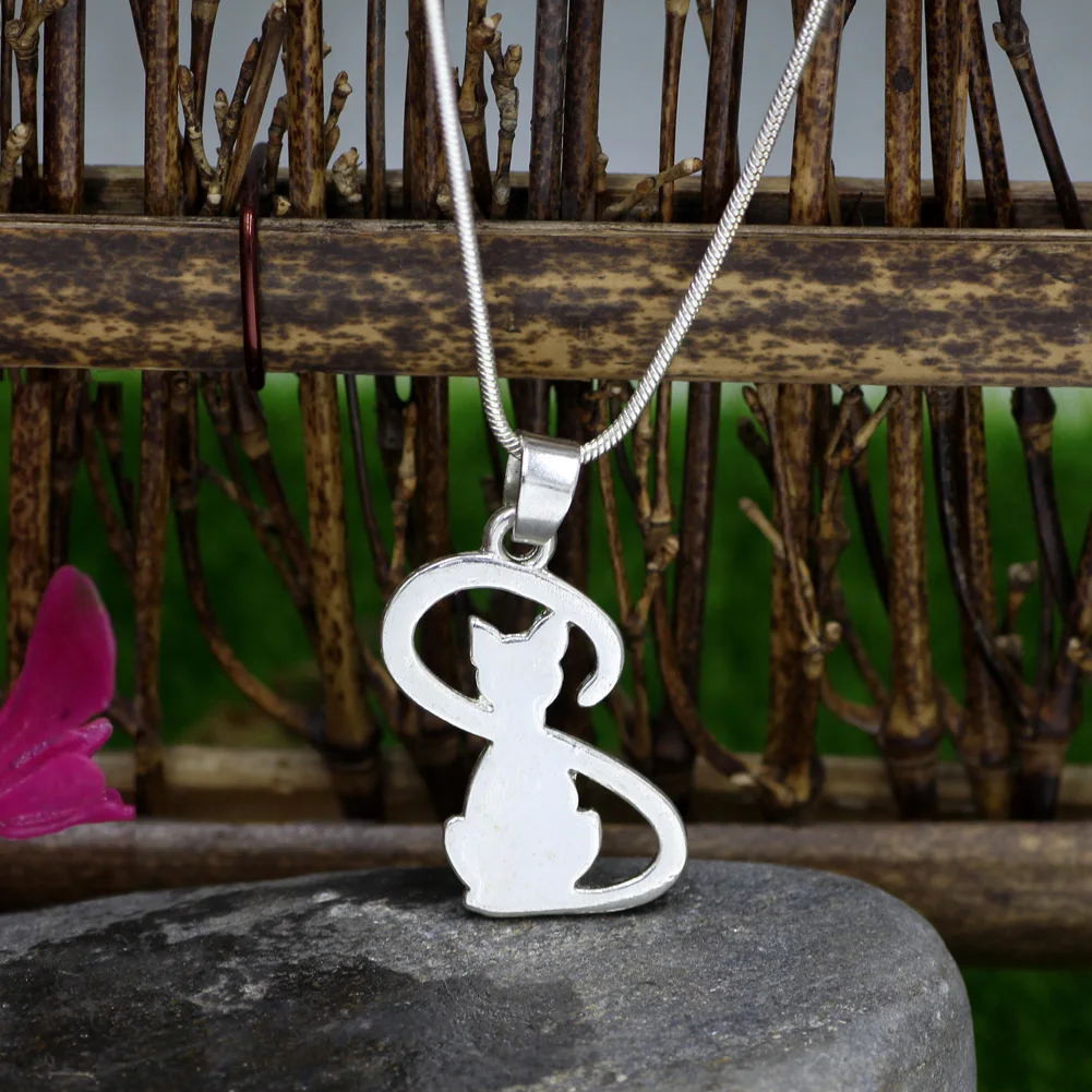 Серебряное ожерелье с котом для домашних животных и кошек из Тайланда|cat necklace|silver