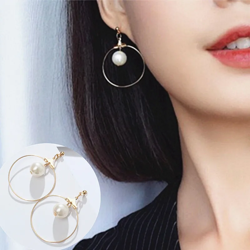 В европейском и американском стиле серьги с искусственным жемчугом для женщин