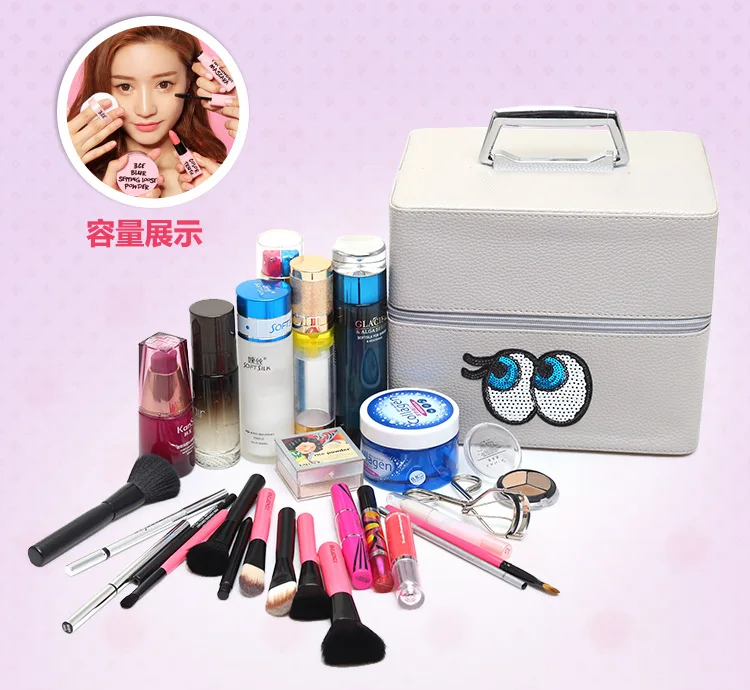 Профессиональная сумка для макияжа женская косметичка высокого качества кожа женский корейский макияж коробка большой емкости сумки для путешествий