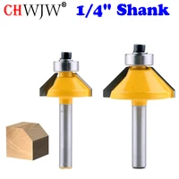 1pcs 14 shank chamfer cutter router bits for wood horse nose bit 45 deg cnc woodworking tools two flute endmill