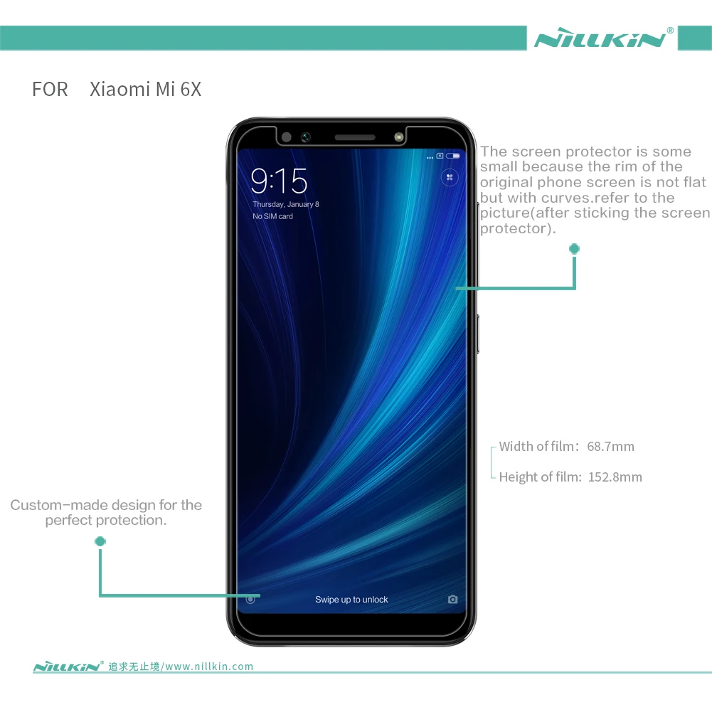 Защитная пленка Nillkin для Xiaomi Mi 6X прозрачная/матовая экрана / A2 | Мобильные телефоны