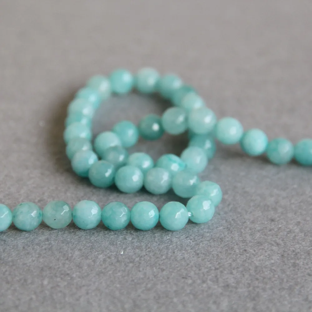 8mm Faceted Natural Light Green Aventurine Beads Round DIY Stone For Necklace Bracelet 15inch Jewelry Making Design Wholesale | Украшения и