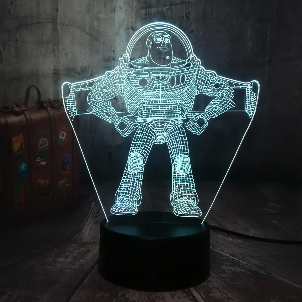 Новый светильник Buzz Toy Story 3D светодиодный ночник настольная лампа RGB 7 цветов