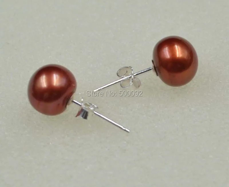 Серьги гвоздики Gennuine из серебра 9 мм с пресноводным жемчугом|earring sterling silver|silver