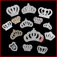 1 pcs white crown hot fix rhinestone motif iron on crystal patch badage children women clothes bride wedding dress accessories