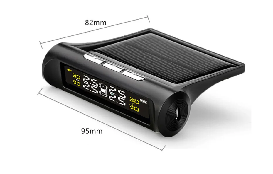 Солнечная энергия TPMS автомобильная система контроля давления в шинах 4 внутренних датчика температуры сигнализации Visture D02N
