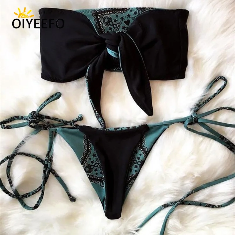 Oiyeefo Узел Бандо пляжный купальник может печати женщина купальники для малышек