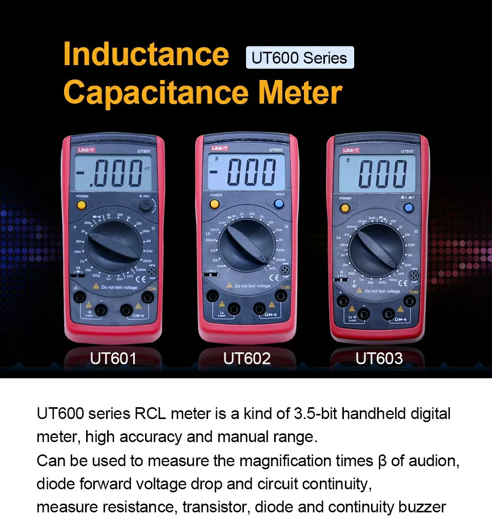 UNI-T UT603 современное сопротивление индуктивности Измеритель Емкости тест ers LCR метр конденсаторы Омметр w/hFE Тест