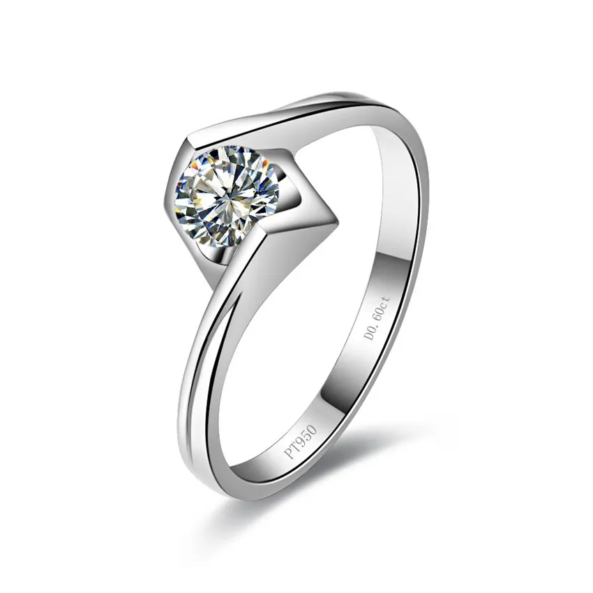0.5Ct 5 0 мм круглое ограненное колечко Moissanite тест положительная Гарантия 925 пробы
