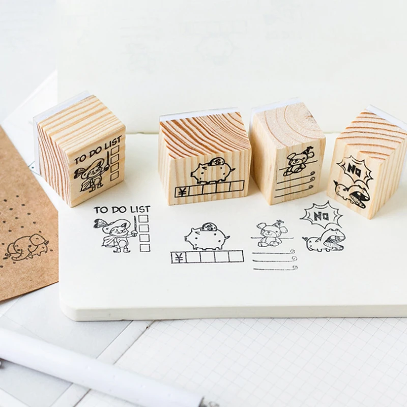 1 шт. маленький дневник с животными серия Деревянный штамп diy Ручная наклейка