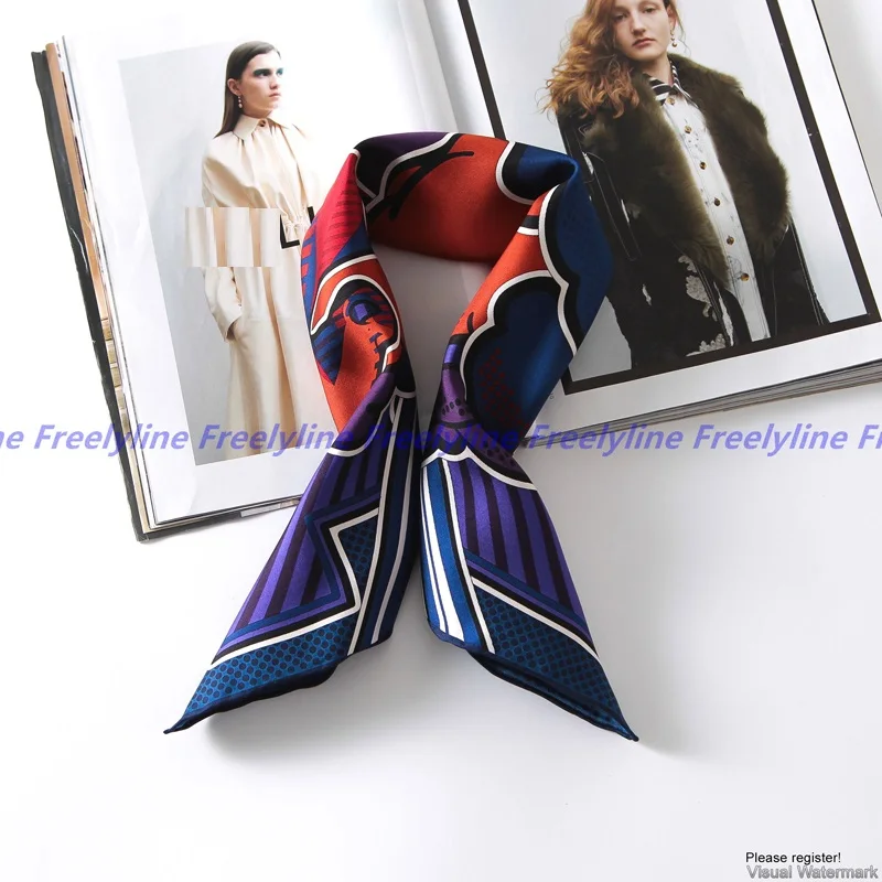 Navy Blue Модный шелковый шарф, шейный платок, бандана, маленькие квадратные шелковые шарфы и палантины, ручная свернутая кромка - Цвет: Navy Blue