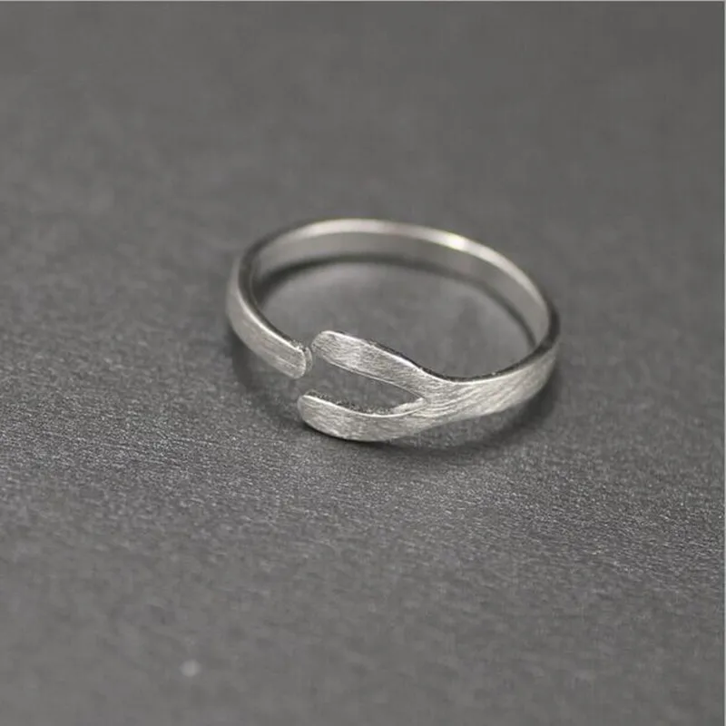 

Popular Creative Fashion Brushed Wish Bone Korean Version Of The Simple 925 Sterling Silver Jewelry Opening Popular Ring SR114