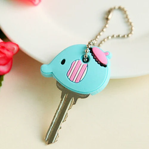 Bluelans Силиконовое кольцо для ключей Cap Head Cover Chain Phone Strap Мультяшные животные набор