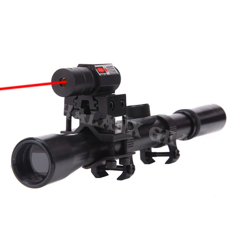 Охотничий Тактический red dot laesr 4x20 Воздушный пистолет винтовка Оптика прицел Caza тактический прицел+ 20 мм рельсовые крепления+ красный точечный лазерный прицел