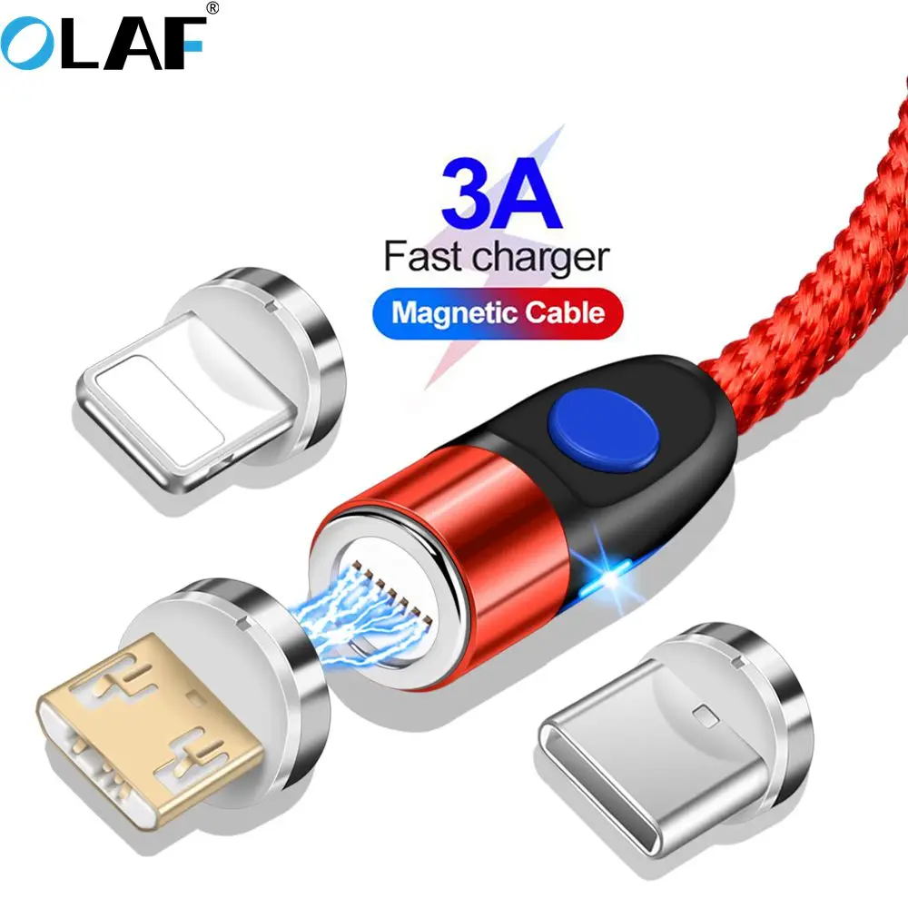 Магнитный кабель Olaf 1 м 2 3 А быстрый зарядный micro usb Тип c для iPhone быстрая зарядка 0
