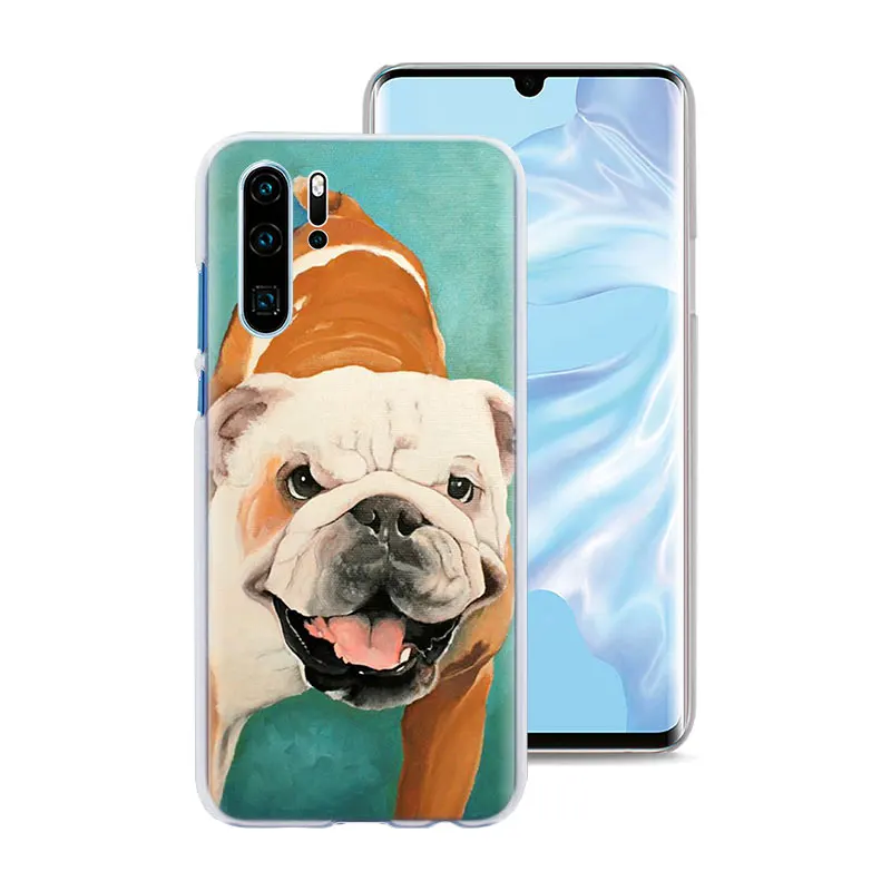 Французский Английский бульдог чехол для телефона для huawei P30 P30 Pro P9 P10 P20 Lite P Smart плюс вид 20 Жесткий задний Чехол бант