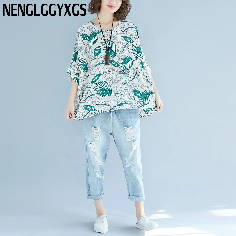 Женская шифоновая блузка NENGLGGYXGS винтажная Свободная рубашка с коротким рукавом