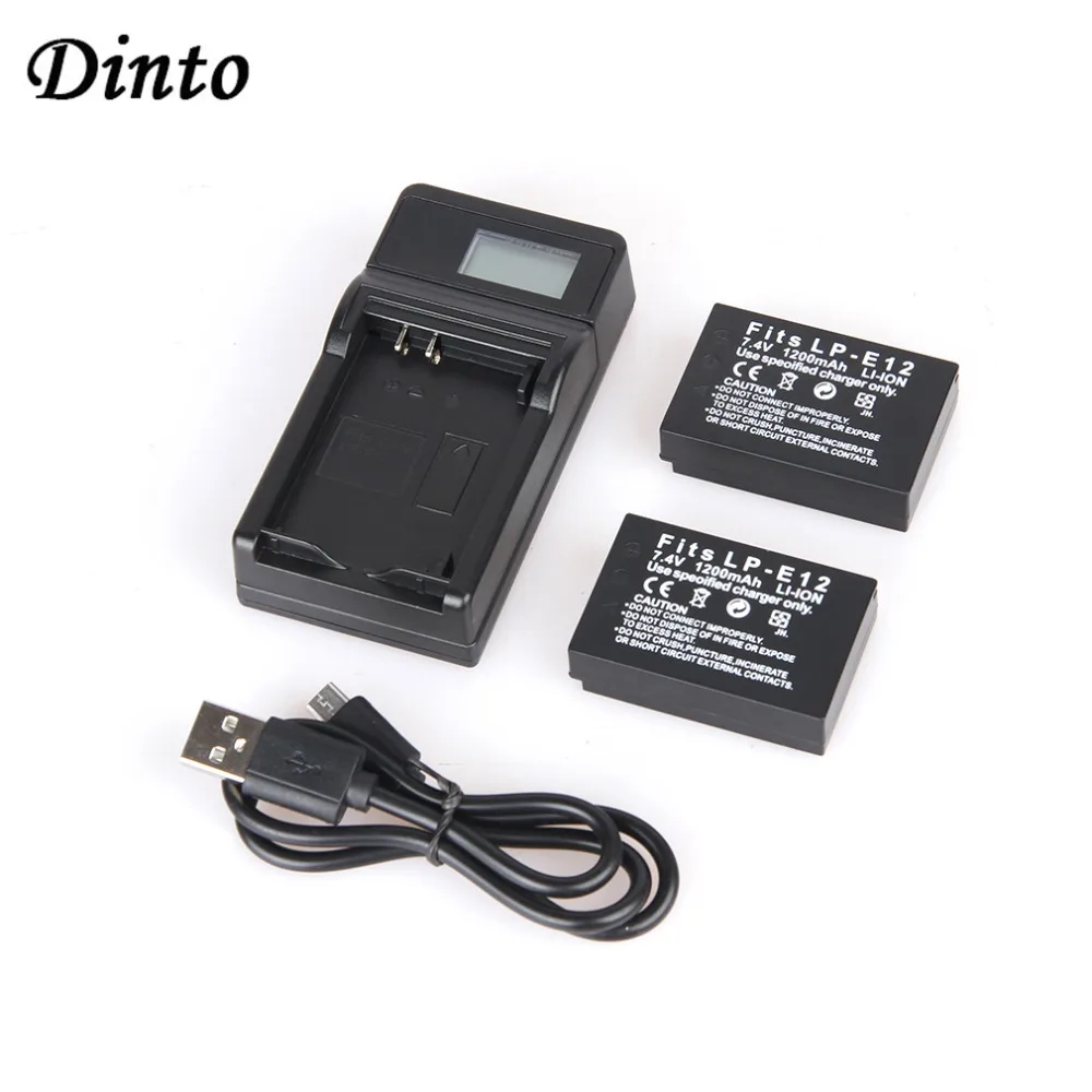 Dinto 2 шт. LP-E12 LPE12 батареи LP E12 приёмник цифровой Камера Батарея + USB Зарядное