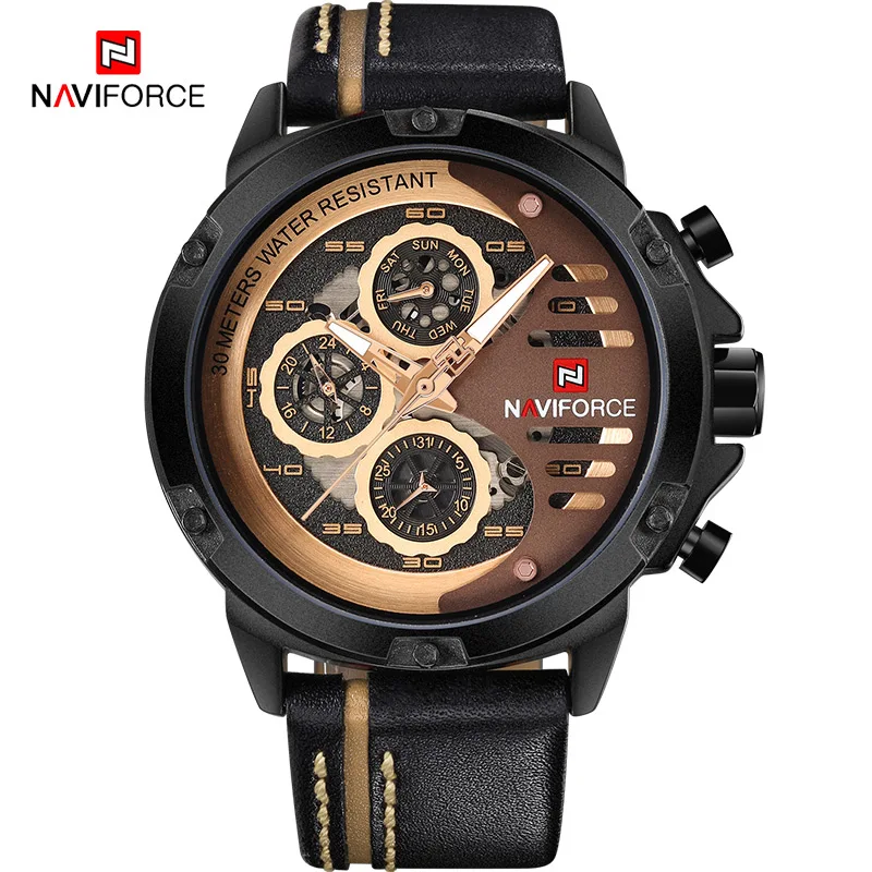 BRGBN Новинка NAVIFORCE мужские креативные спортивные военные часы мужские деловые часы наручные часы Мужские Роскошные повседневные часы Relogio Masculino - Цвет: BRGBN