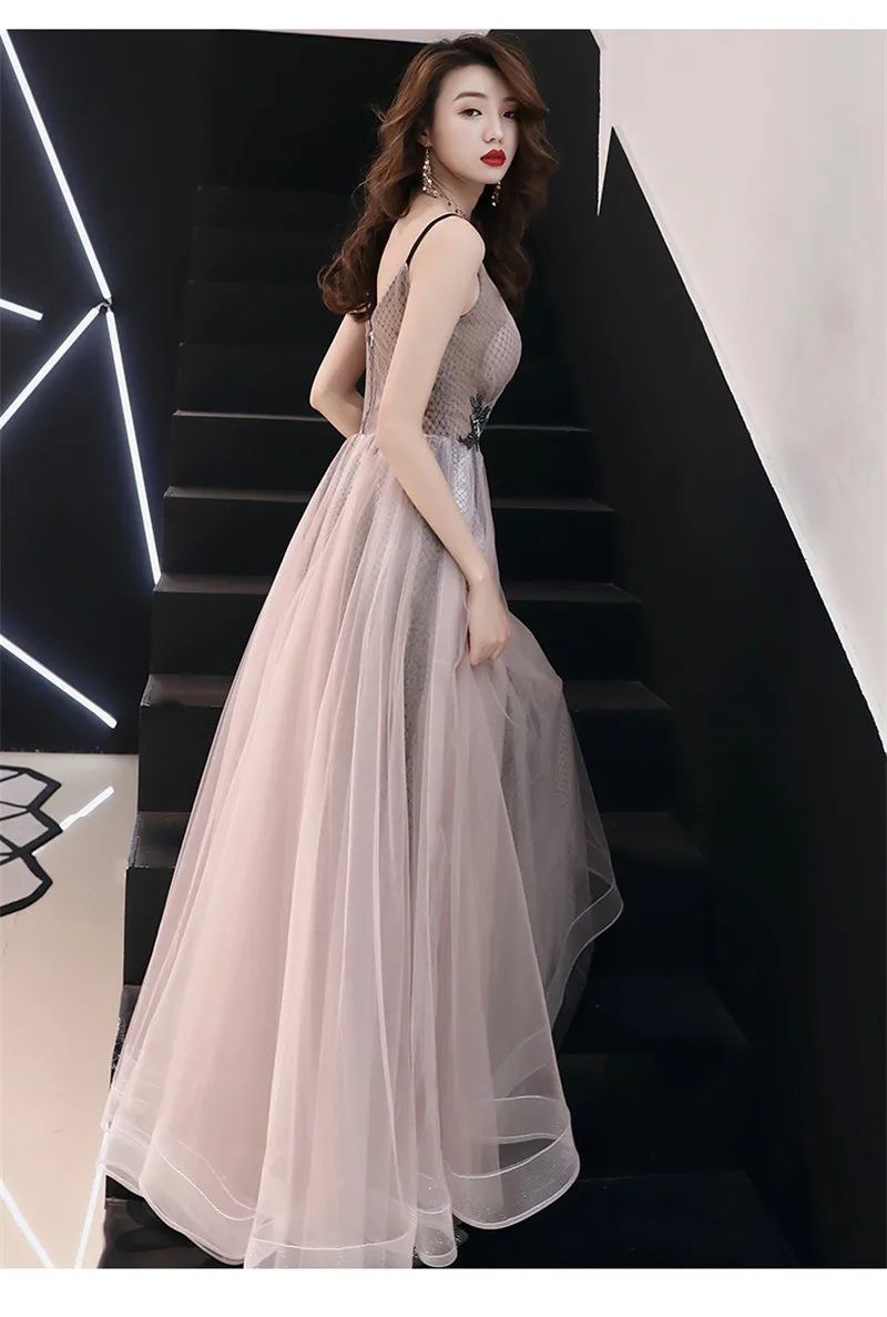 Beauty Emily вечернее платье длинные иллюзионные цветы жемчуг свадебные торжественные платья Спагетти Кристалл Кружева трапециевидные вечерние платья