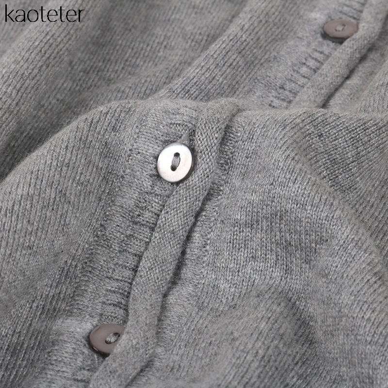 Женский кашемировый свитер теплый кардиган средней длины с v-образным вырезом 85%