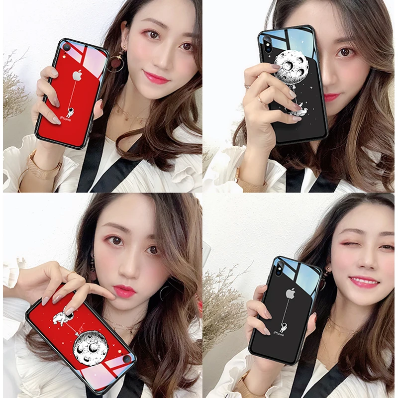 Чехол из закаленного стекла для iPhone X XR 7 8 plus 6d взрывозащищенный прозрачный