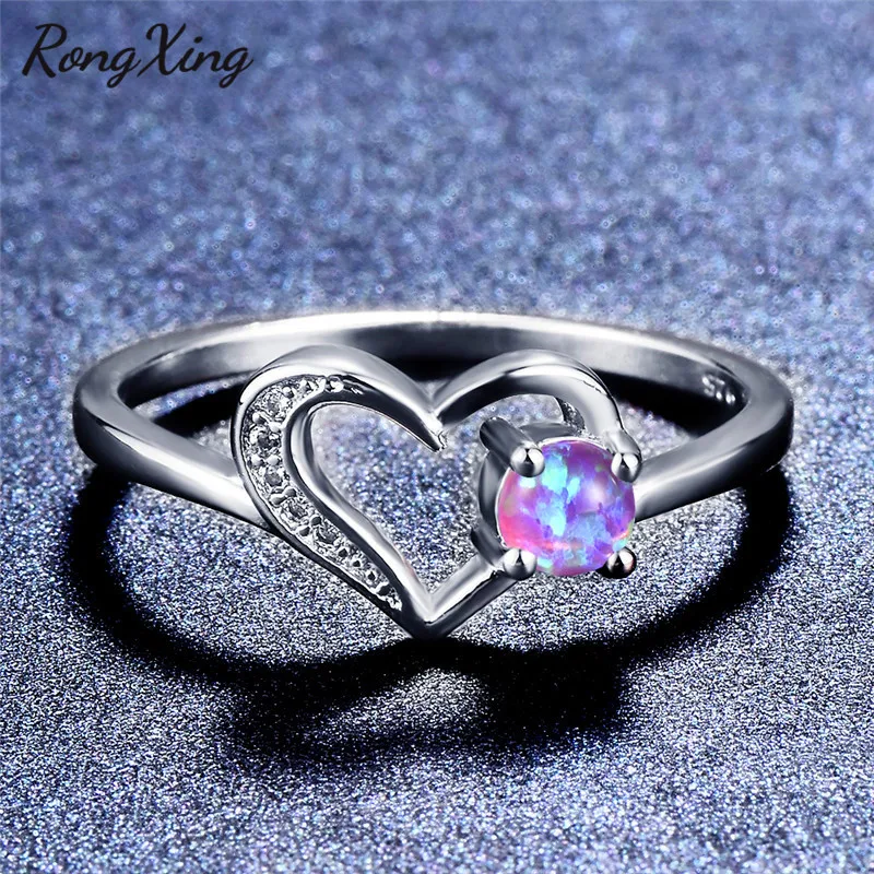 RongXing серебряный цвет Любовь Сердце кольца для женщин Свадьба