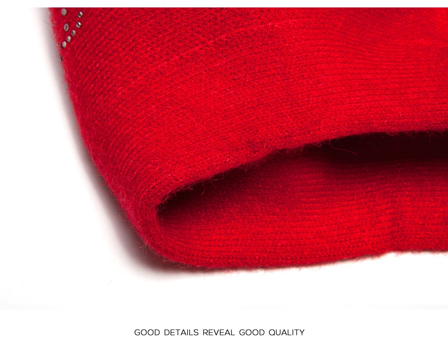 Ladybro, двухслойная, стразы, шерстяная шапка, женская, осень, зима, шапка, теплый берет, женская вязаная шапка, кепка boina, женский берет, шапка