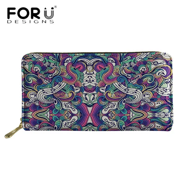 FORUDESIGNS/женский клатч, новинка, кошелек, цветной принт с музыкальными нотами, длинные кожаные кошельки, Женский кошелек на молнии, дорожная сумка для денег - Цвет: HX1015Z21