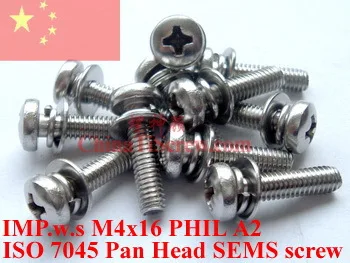 Шурупы из нержавеющей стали SEMS M4x16 с цилиндрической головкой 2 # Phillips Driver