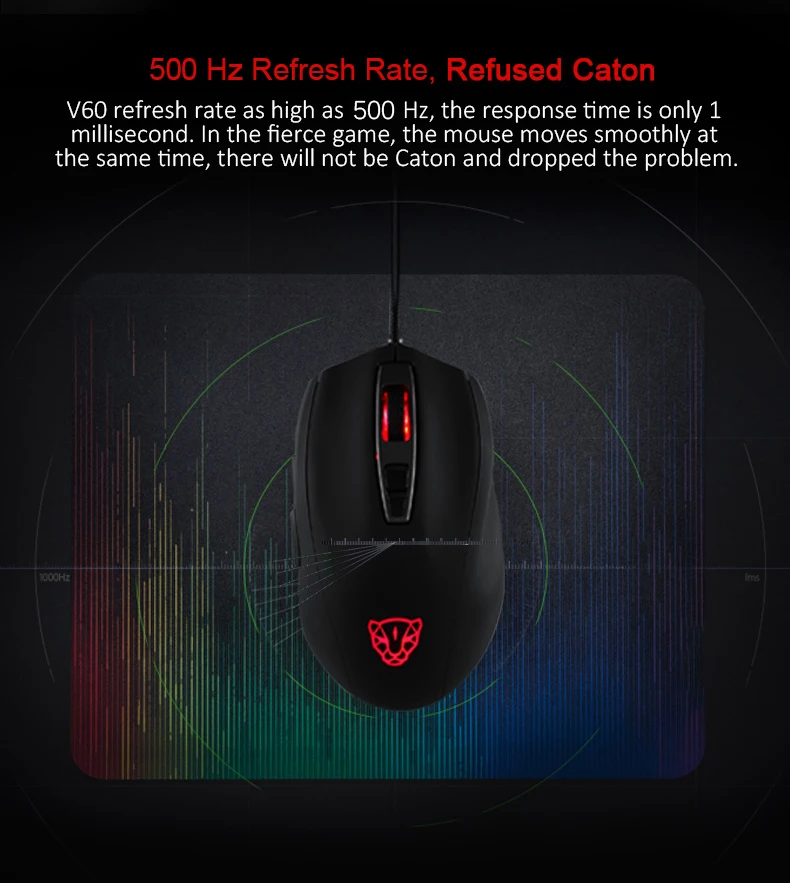 Motospeed V60 5000 точек/дюйм, Проводная игровая мышь 7 клавиш Rato com FIO Компьютерные периферийные устройства