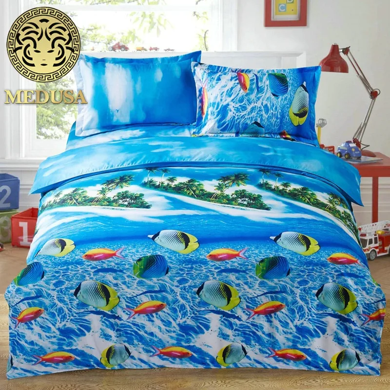 Изумительное 3d постельное белье с принтом &quotДельфин&quot набор размер queen 4 шт.