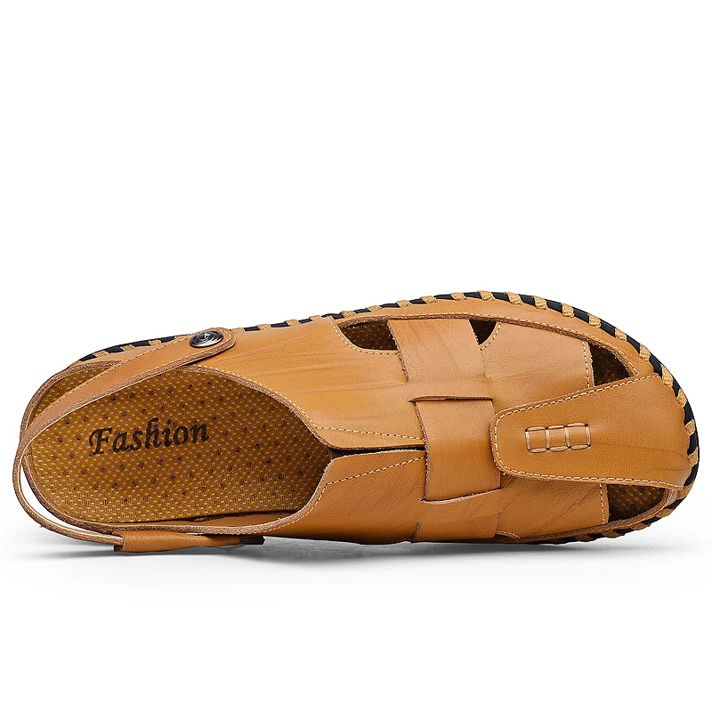 GNORNIL/Брендовые мужские сандалии кожаная Летняя мужская обувь 2018