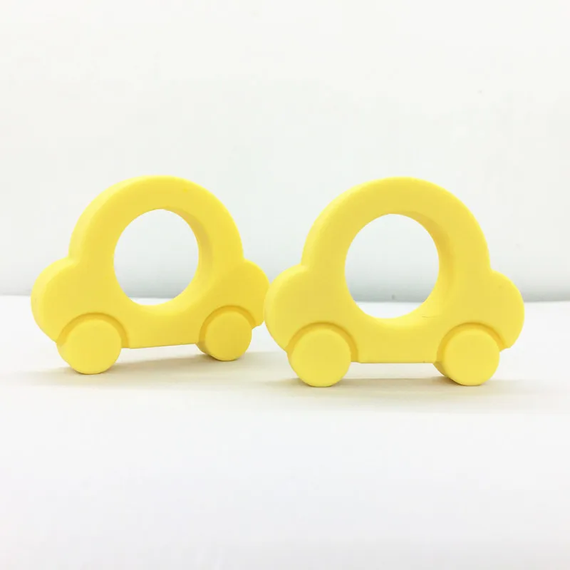 yellow Силиконовый Прорезыватель для зубов в форме автомобиля, силиконовый Прорезыватель в горошек и натуральная Автомобильная цепочка для прорезывания зубов, сделай сам, поделки для мамы, детский прорезыватель, 3 шт - Окраска металла: yellow