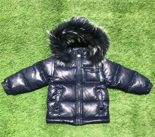 Navy Blue Брендовые зимние детские куртки-пуховики для мальчиков и девочек, зимняя одежда детское плотное пальто с капюшоном и меховым воротником, парки для малышей - Color: Navy Blue
